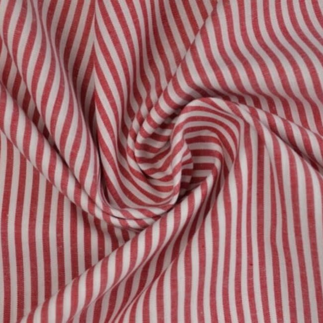 Cotton Poplin Basic Stripes - red