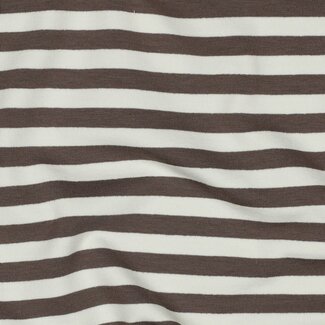 French Terry horizontal stripes - taupe