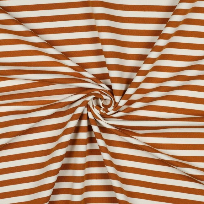French Terry horizontal stripes - caramel