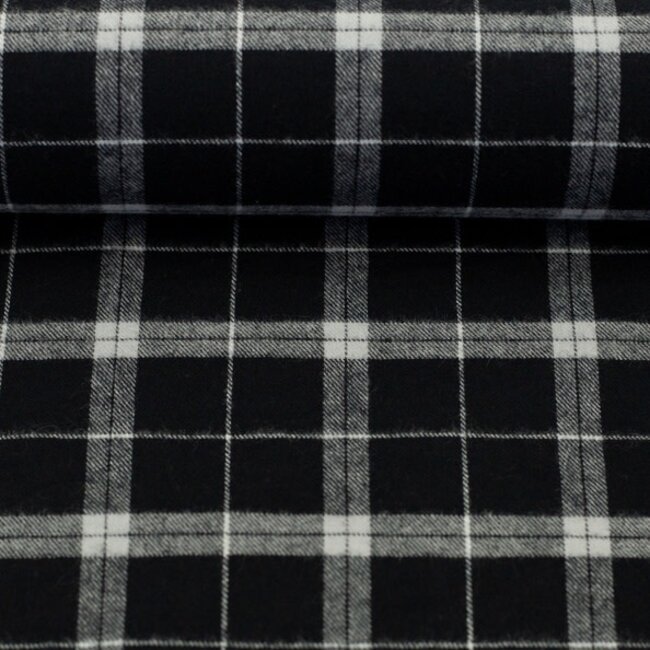 De Stoffenkamer Soft cotton Flanel checks - black / white