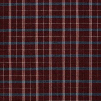 De Stoffenkamer Soft cotton Flanel checks - burgundy / denim