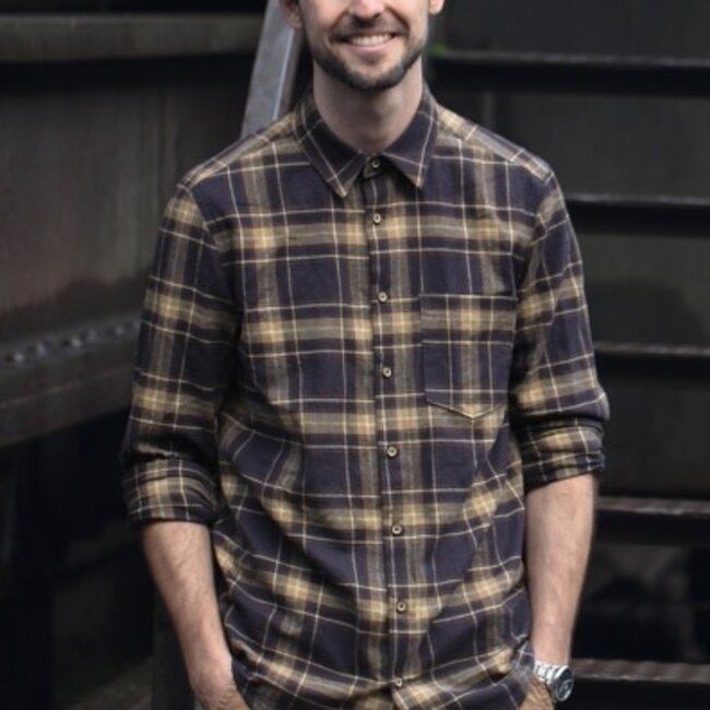 De Stoffenkamer Soft cotton Flanel checks - blue / sand