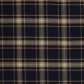 De Stoffenkamer Soft cotton Flanel checks - blue / sand