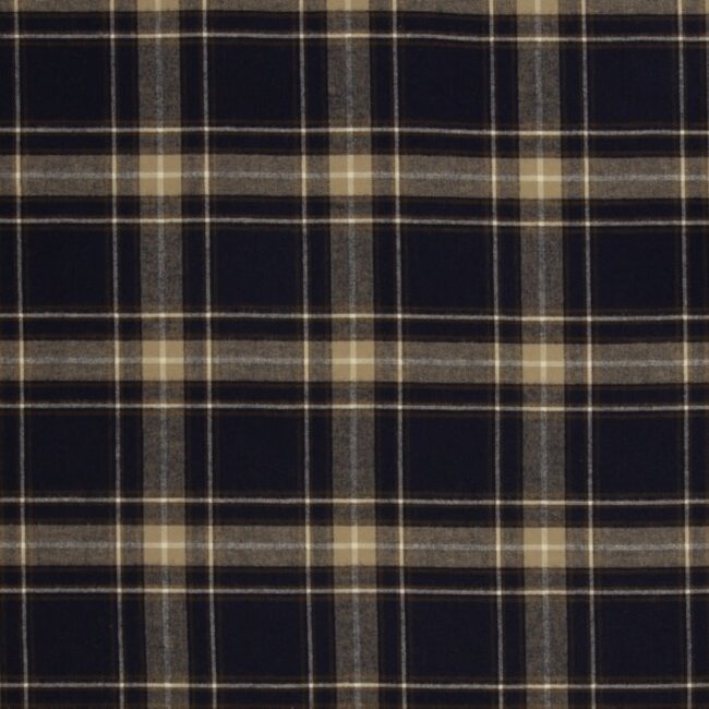 De Stoffenkamer Soft cotton Flanel checks - blue / sand