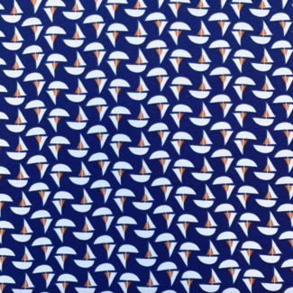 Tricot oeko-tex - navy sailboat