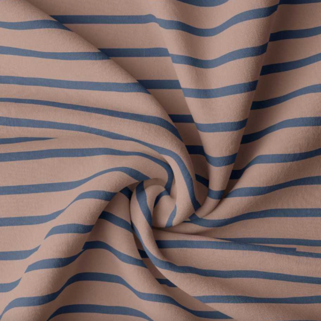 Tricot oeko-tex - horizontal stripes cassonade/indigo