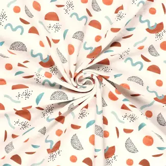 French Terry Sweater - ecru abstract shapes