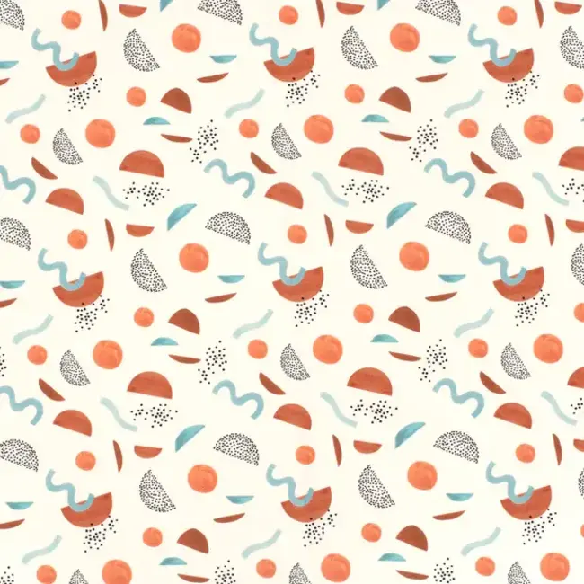 French Terry Sweater - ecru abstract shapes