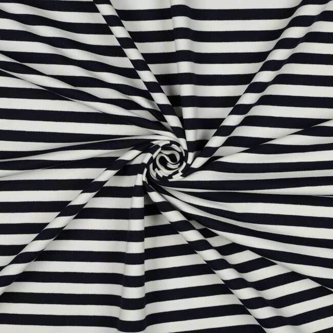 French Terry horizontal stripes - dark blue