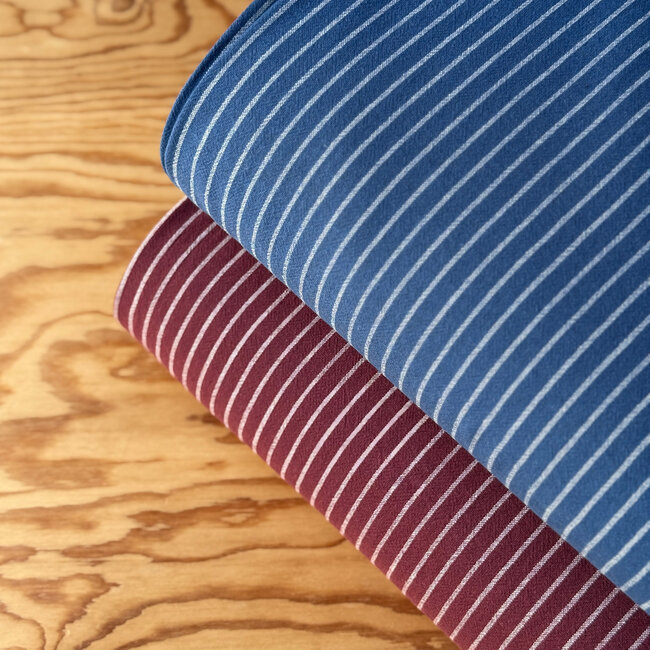 Wrinkle Cotton  stripes - burgundy
