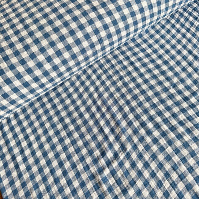 De Stoffenkamer Double Gauze grid double face - denimblue