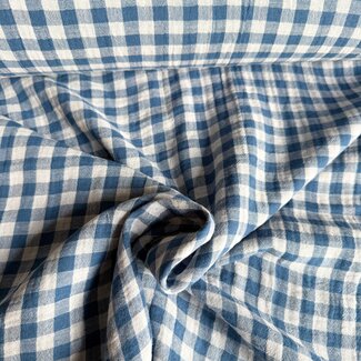 De Stoffenkamer Double Gauze grid double face - denimblue