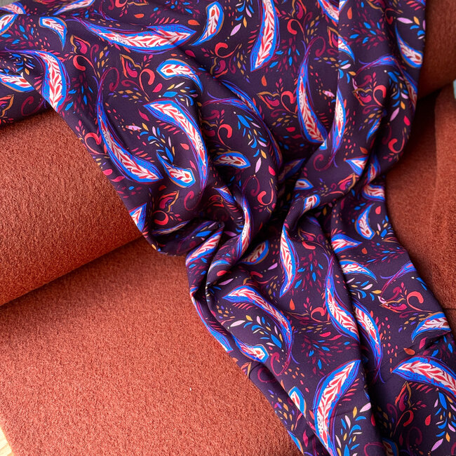 Viscose blouse dark multi swirls