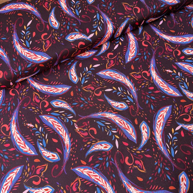 Viscose blouse dark multi swirls