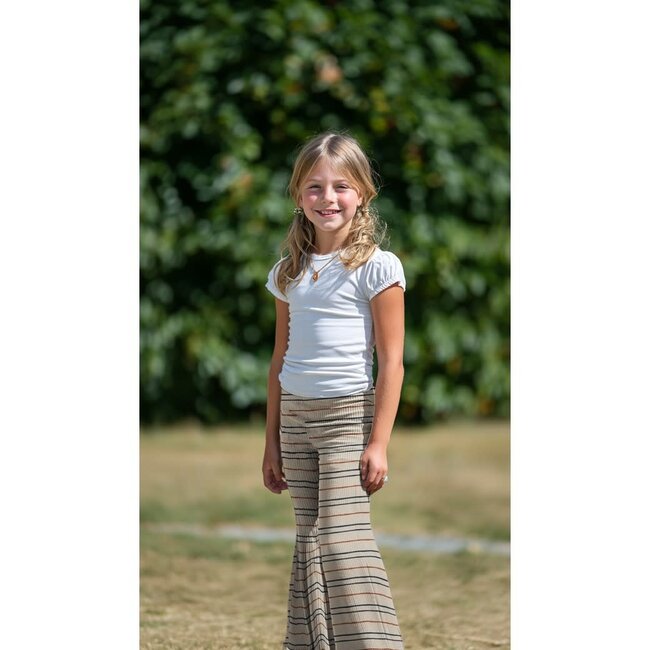 Ribbed tricot - creamy naturel stripes