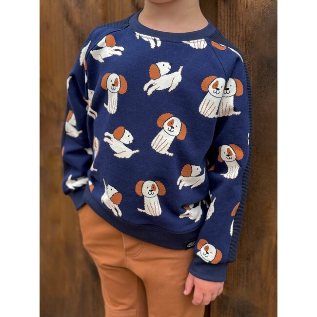 De Stoffenkamer Soft Sweater navy dogs