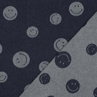 Cotton Denim jacquard smileys 330Gr
