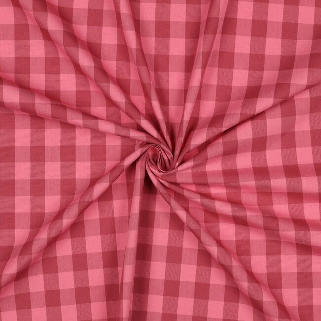 Cotton Poplin vichy checks - pink/marsala