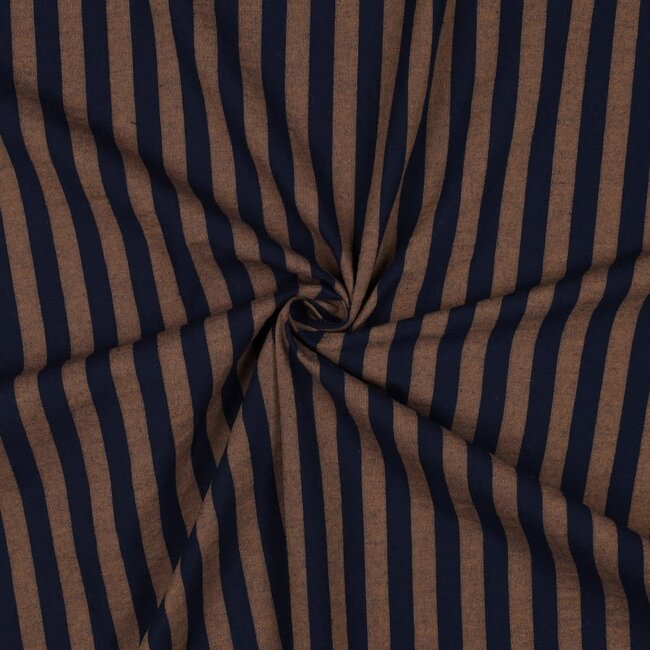 Cotton - Stripes yarn dyed navy/camel