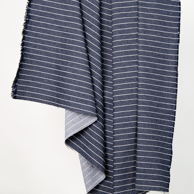 Atelier Brunette Raw Cotton Denim Stripes - dark blue wide