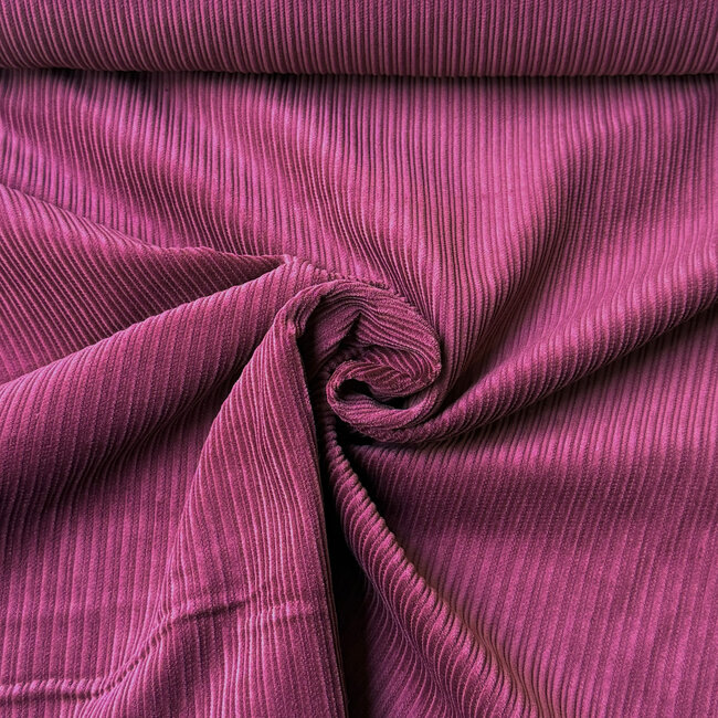 Fibre Mood High Low Ribfluweel burgundy purple