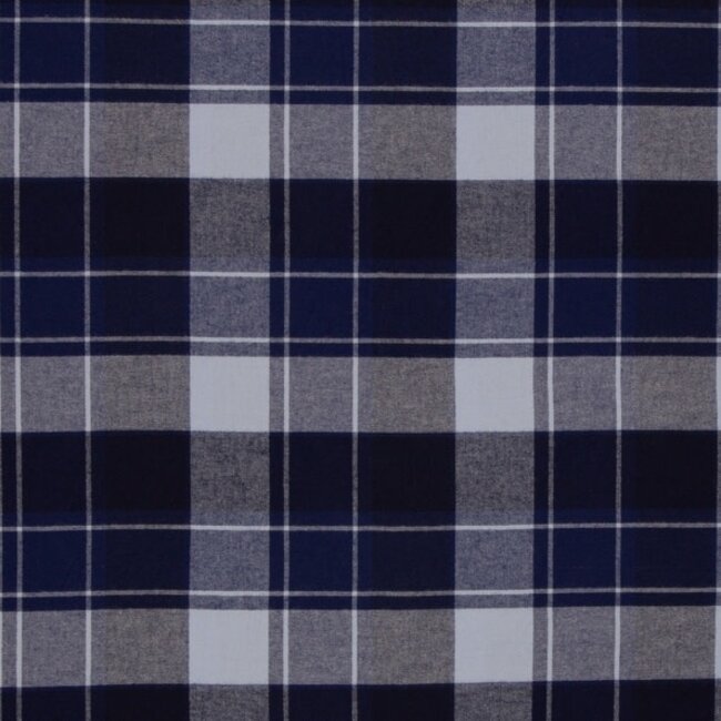De Stoffenkamer Soft cotton Flanel - checks dark/light blue