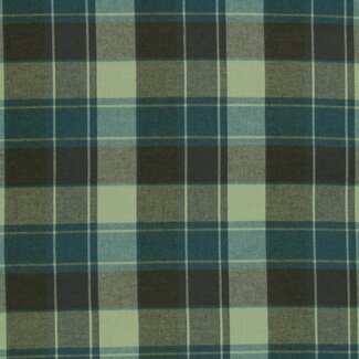 De Stoffenkamer Soft cotton Flanel - checks petrol/mint green