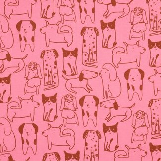 Poppy Cotton Flanel Doggies Pink