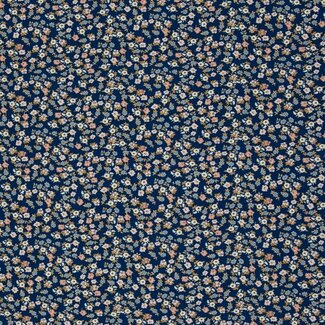 Tricot mini flowers denimblue