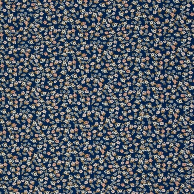 Tricot mini flowers denimblue