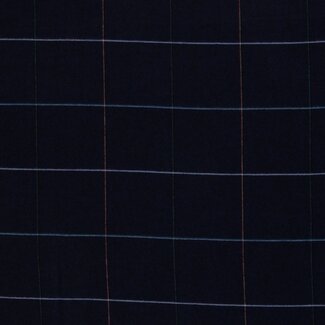 De Stoffenkamer COUPON 1,20m - Soft cotton Flanel - fine checks dark blue