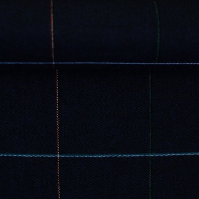 De Stoffenkamer COUPON 1,20m - Soft cotton Flanel - fine checks dark blue