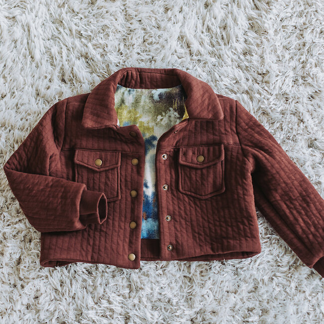 See You At Six COUPON - 1m10 - SYAS Matelassé Tricot Streep Effen Rum Rozijn Bruin