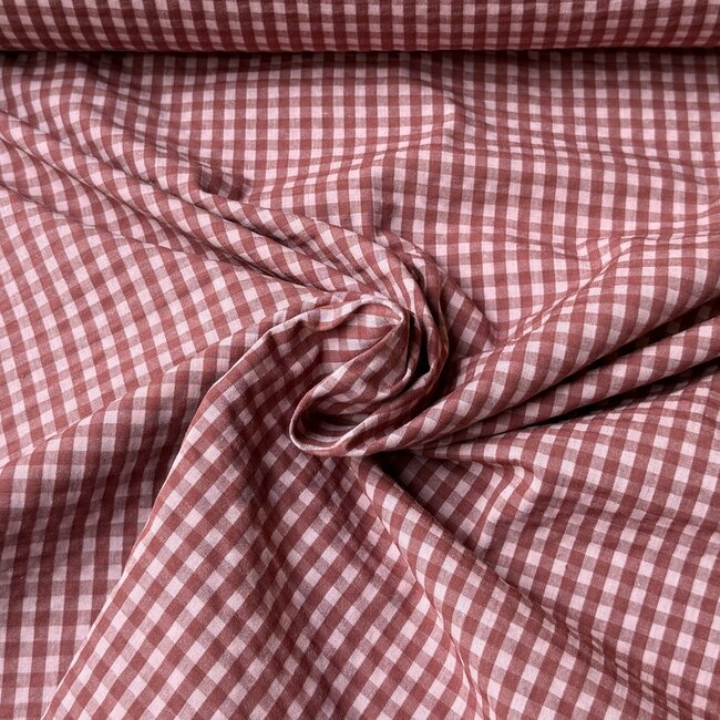 Seersucker Cotton mix - mini vichy rusty pink