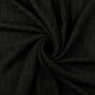 De Stoffenkamer Viscose Sweater Cable Knit Glitter - black