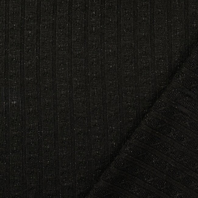 De Stoffenkamer Viscose Sweater Cable Knit Glitter - black