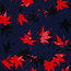 Viscose navy forest red leafs