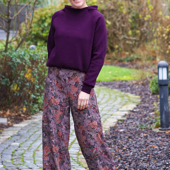 Viscose leaf pattern mauve