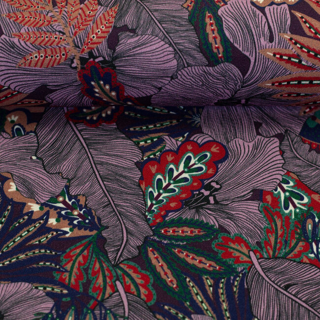 Viscose leaf pattern mauve