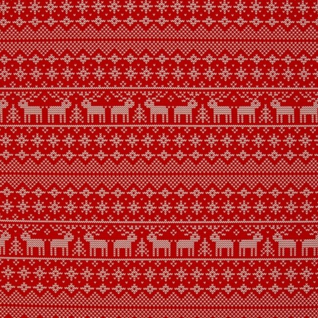 COUPON 0,80m - French Terry Sweater kerst - christmas red knit look