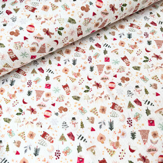 De Stoffenkamer Double Gauze kerst - christmas morning