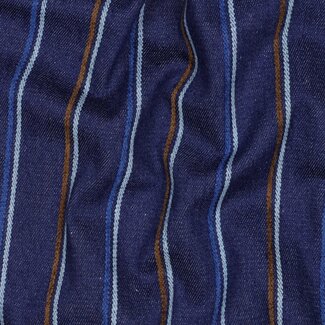 De Stoffenkamer COUPON - 65 cm - Cotton Denim dark blue - structured flock stripes