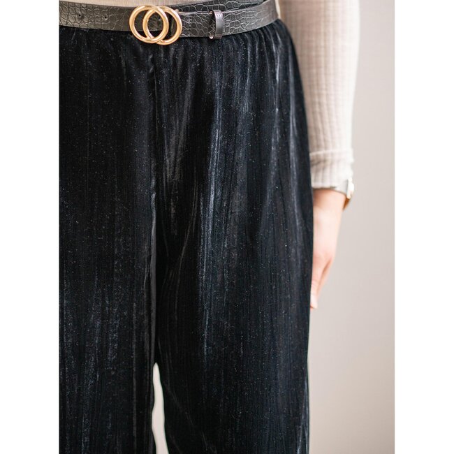 FEEST - Velvet stretch crushed fluweel - black