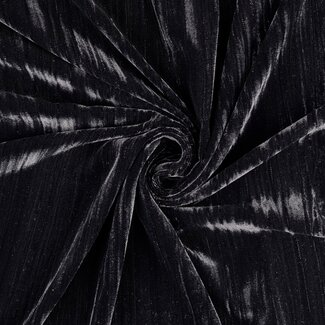 FEEST - Velvet stretch crushed fluweel - black