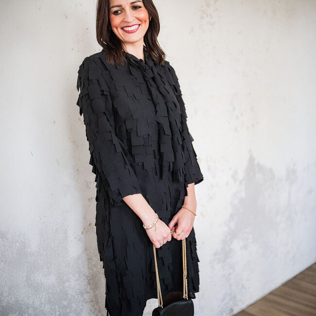 De Stoffenkamer FEEST Confetti Chiffon black