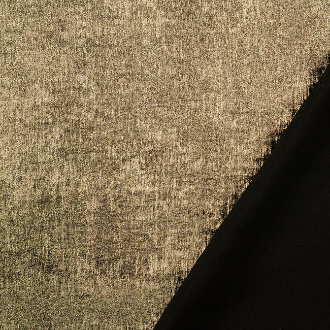 De Stoffenkamer FEEST Shiny Glitter Chiffon black goud