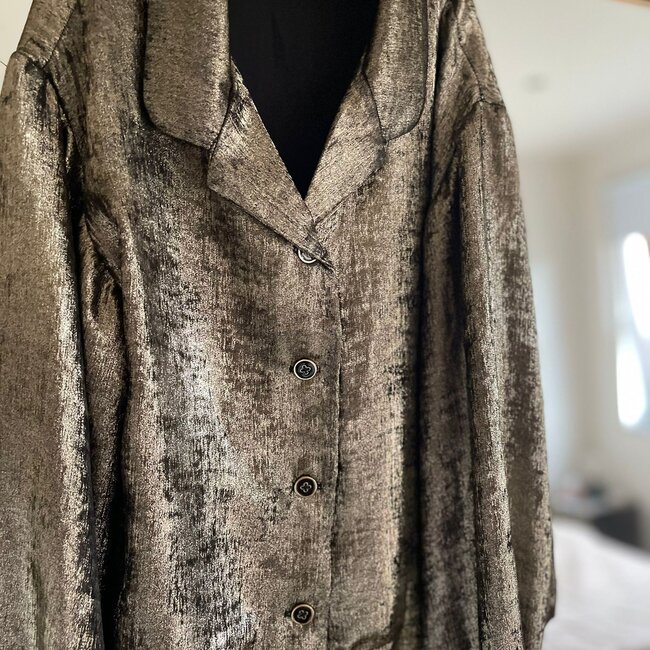 De Stoffenkamer FEEST Shiny Glitter Chiffon black goud