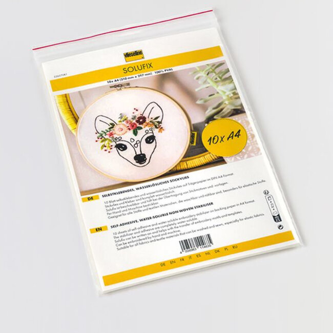 De Stoffenkamer SOLUFIX - zelfklevend borduurvlies wateroplosbaar 10xA4