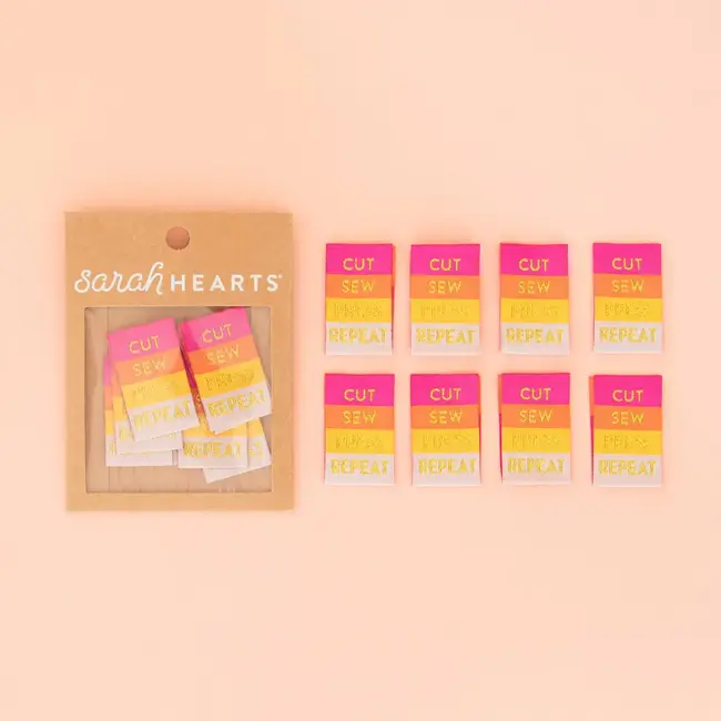 Sarah Hearts Labeltjes 8stuks cut sew press repeat