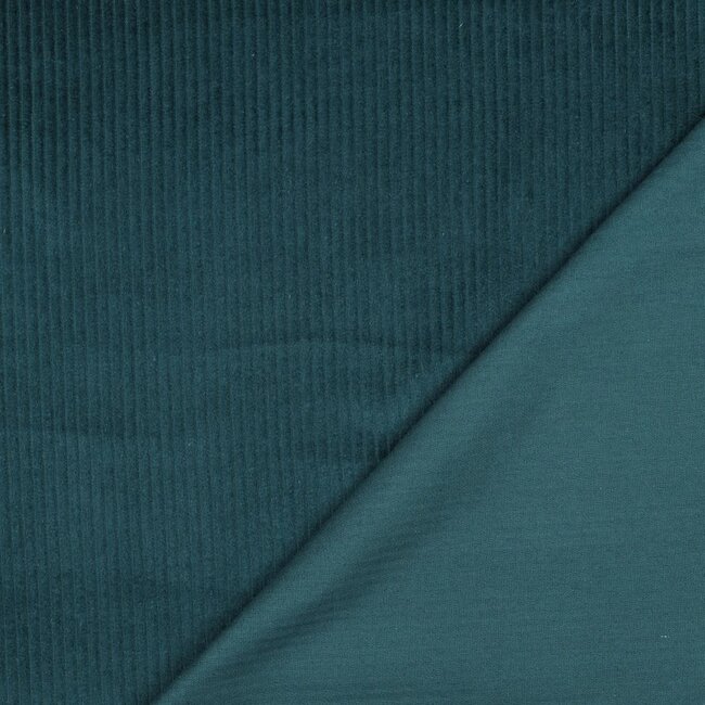 De Stoffenkamer Ribfluweel met brede ribbel petrolblauw